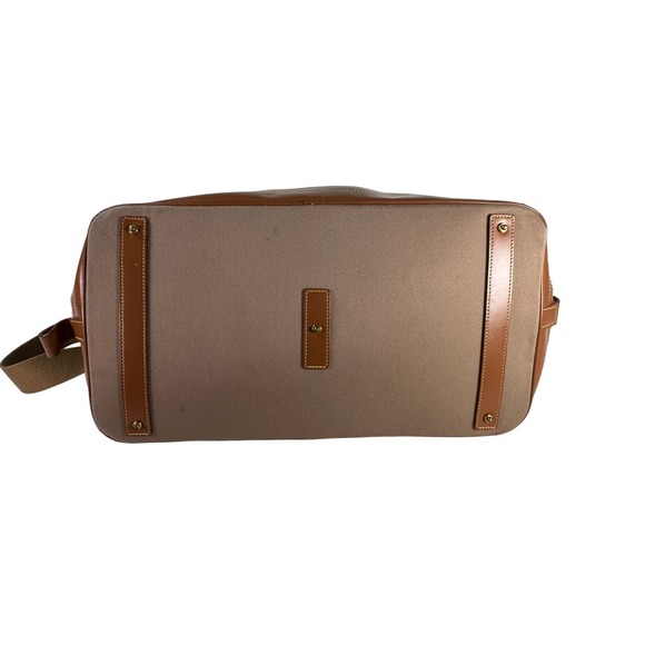 VTG Dooney & Bourke Vintage Canvas Leather Travel Weekender Bag Tan Brown - Picture 4 of 13